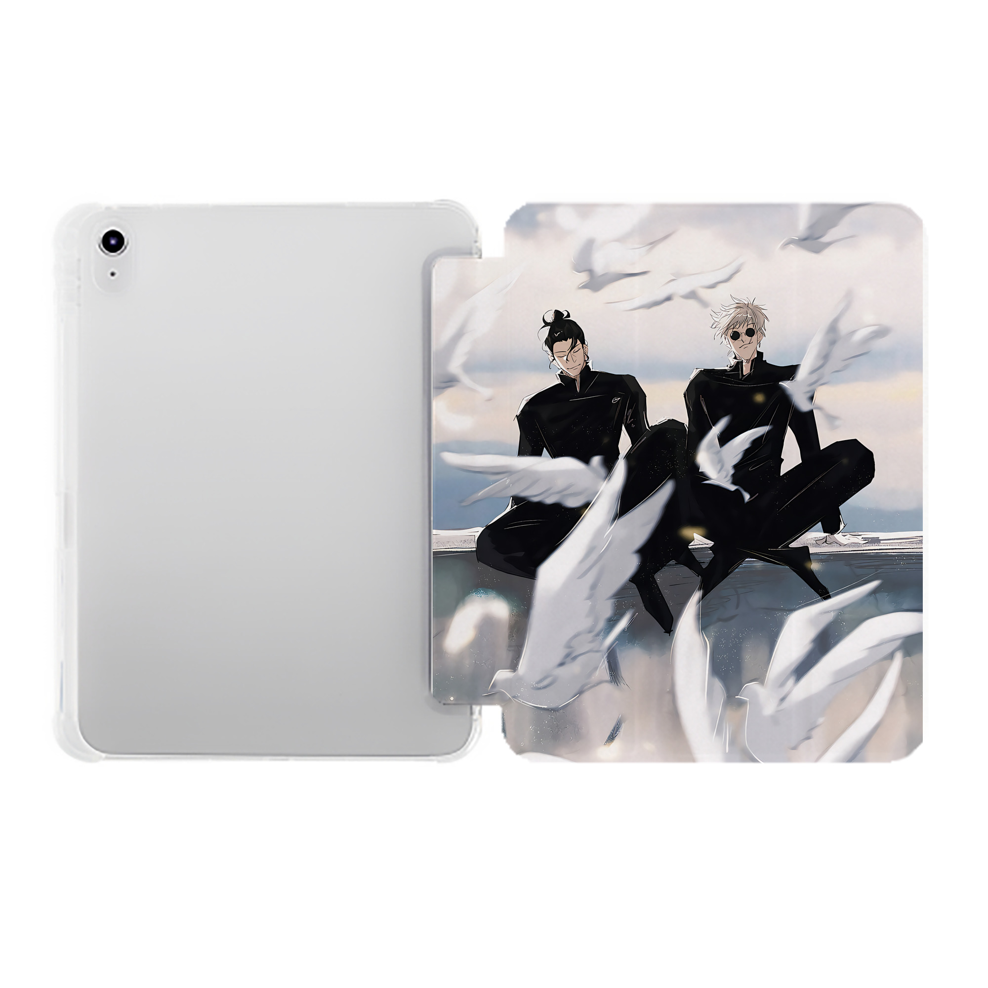 （画像用） 呪術廻戦 Jujutsu Kaisen IPad ケース ペン収納付き 三つ折りスタンド PUレザー×シリコン 対応機種9.5/10.5/10.9インチ